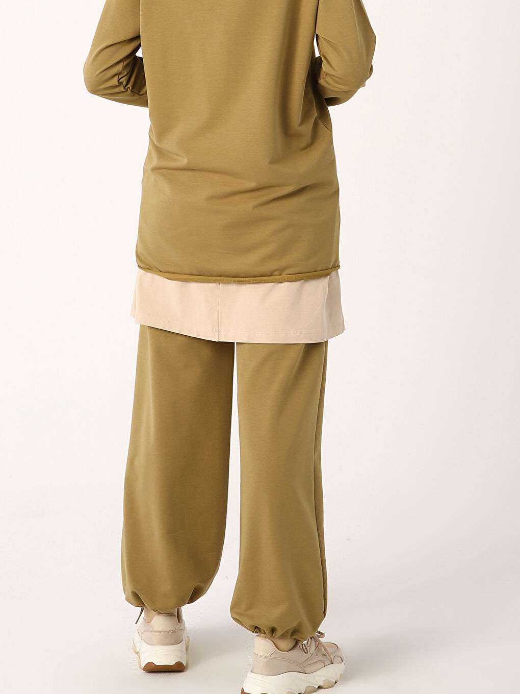 Bej Düz Penye Kadın İçlik Etek-2