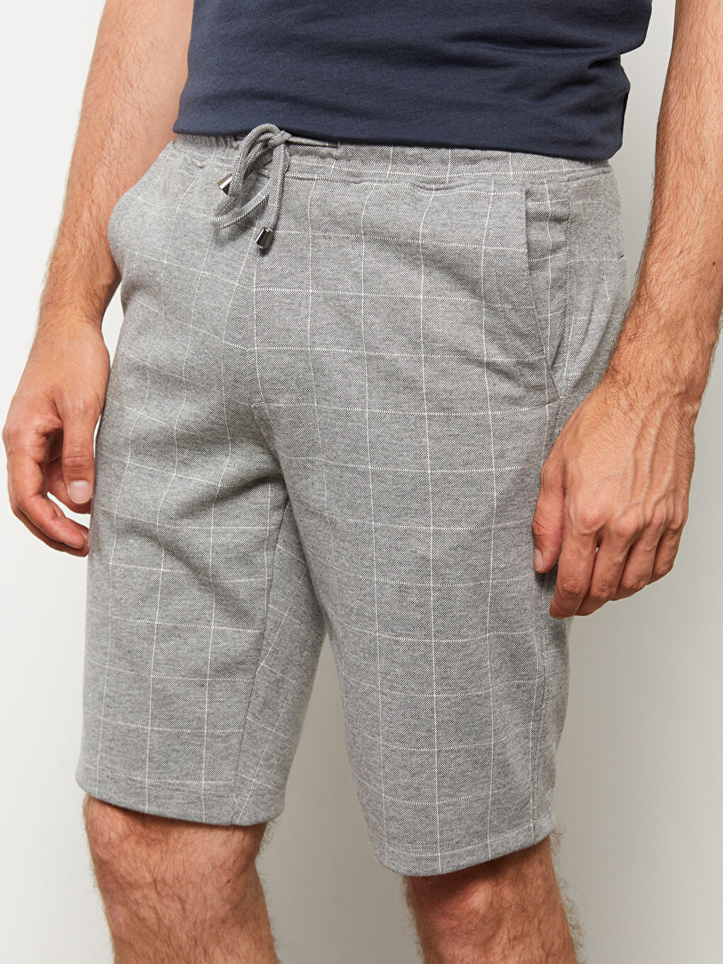 Gri Slim Fit Beli Lastikli Erkek Şort-2