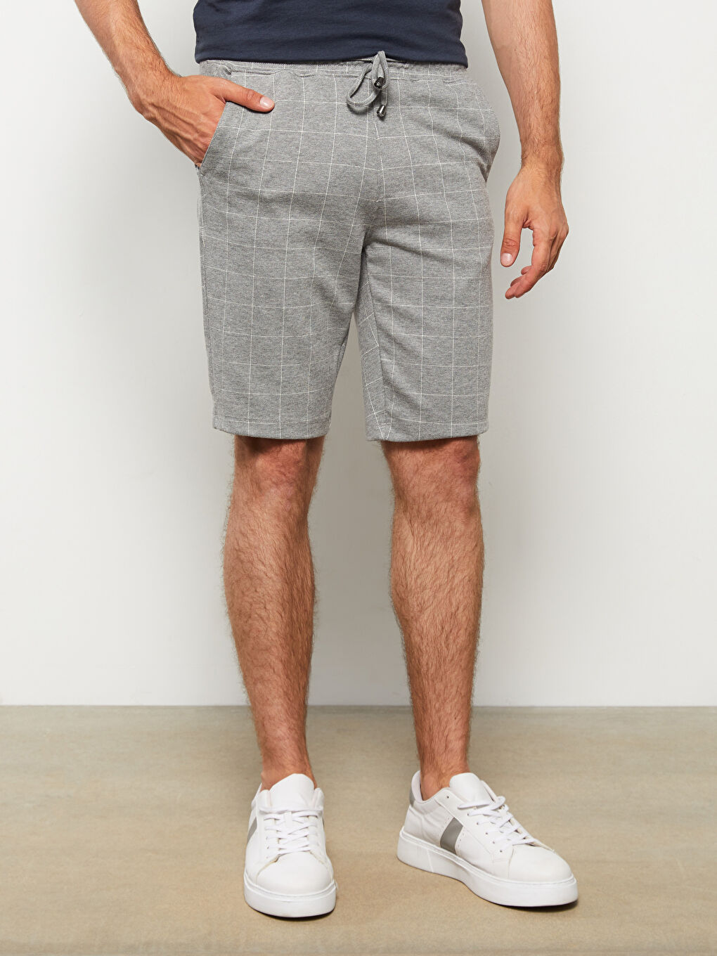 Gri Slim Fit Beli Lastikli Erkek Şort-3