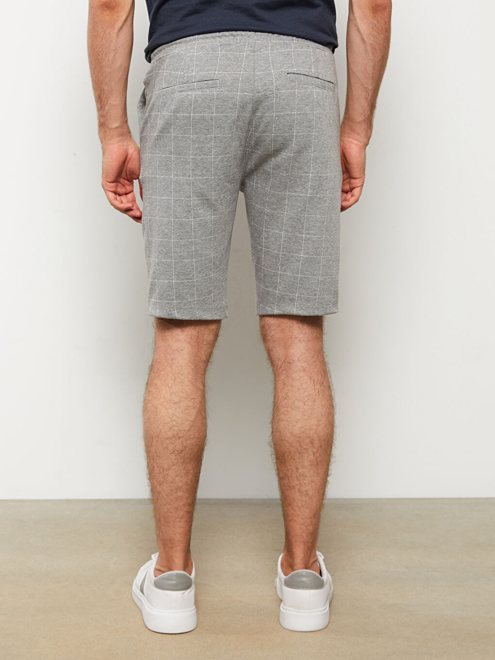 Gri Slim Fit Beli Lastikli Erkek Şort-4