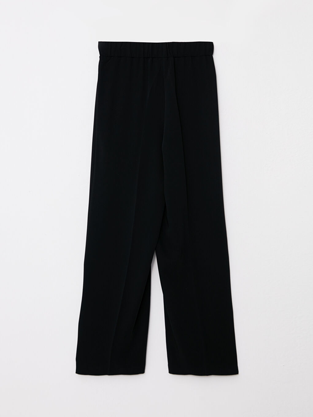 Siyah Beli Lastikli Düz Krep Kadın Pantolon-6