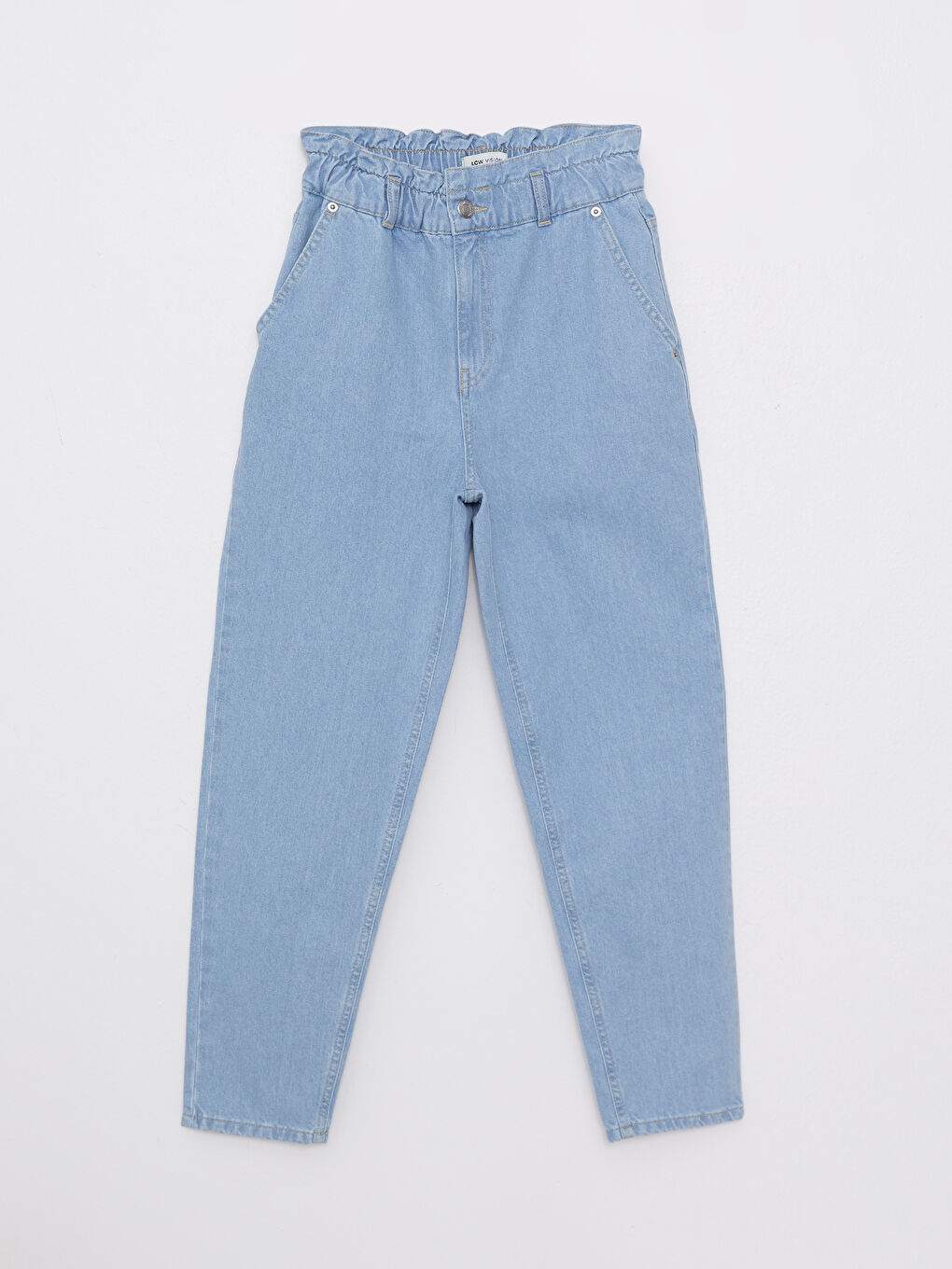 Comfortable Fit Elastic Waist Straight Pocket Detailed Women's Jean Trousers-5