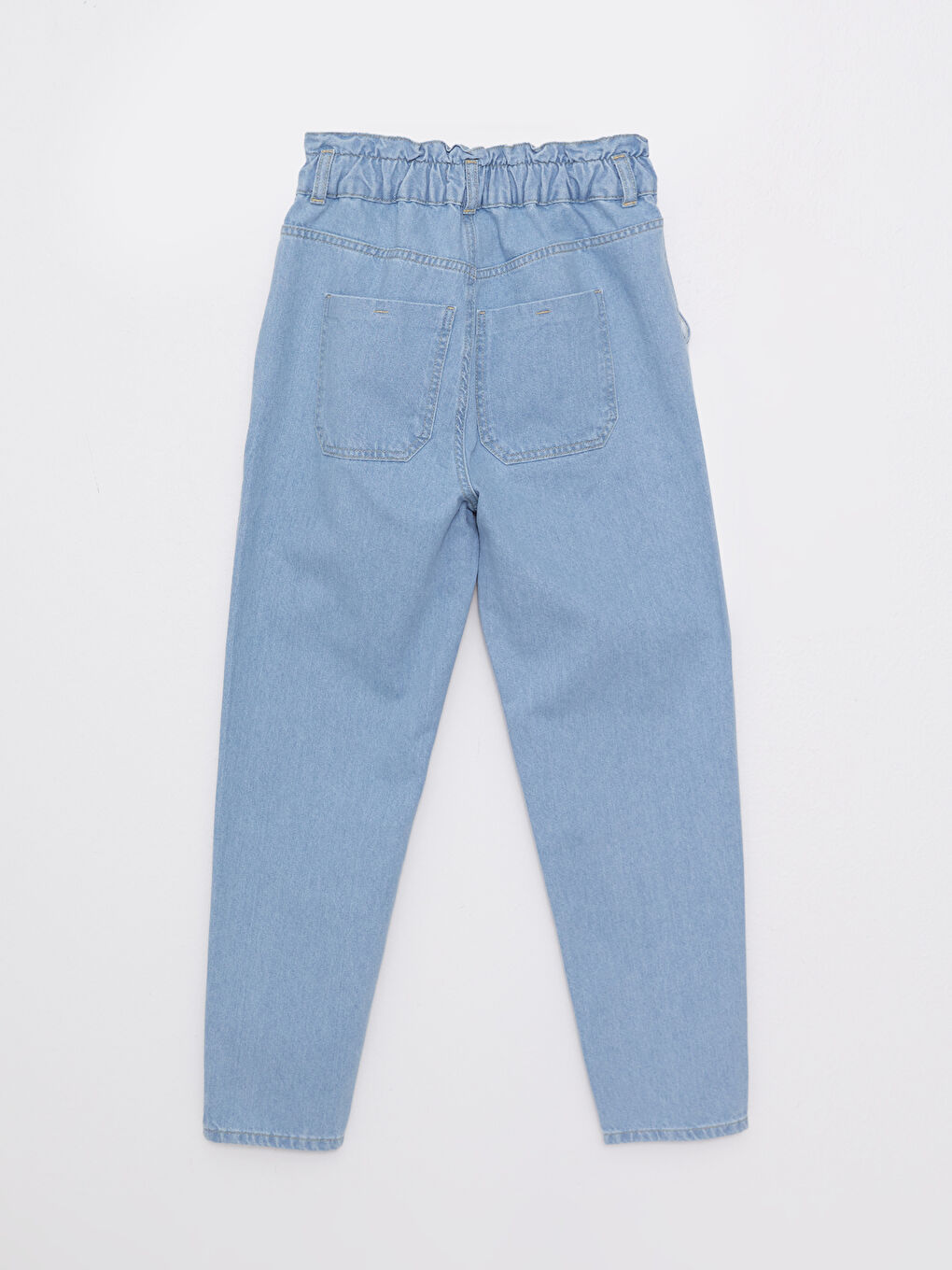 Comfortable Fit Elastic Waist Straight Pocket Detailed Women's Jean Trousers-6