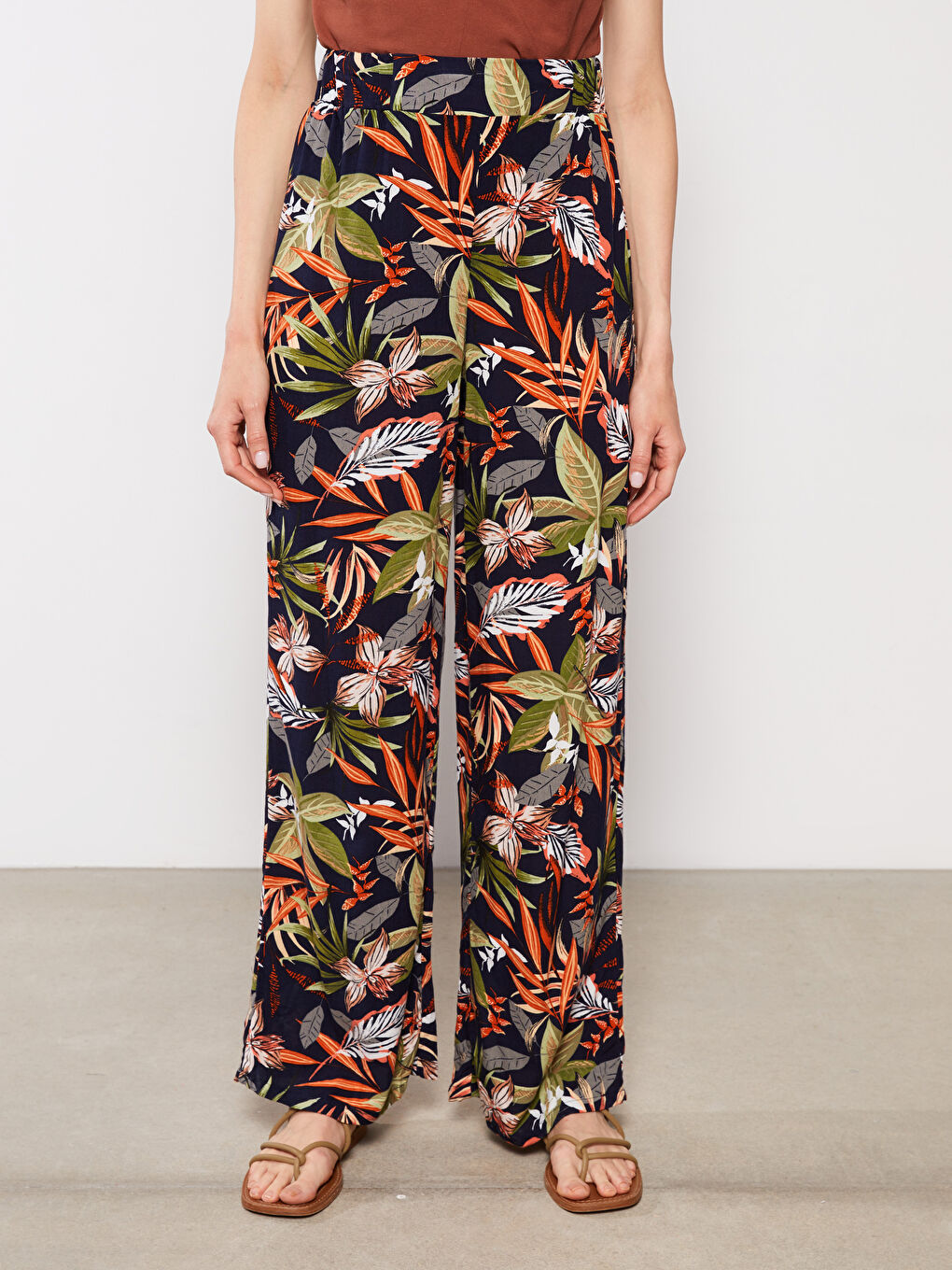 Pantalon en Viscose à Taille Élastiquée Confortable Imprimé pour Femmes-2