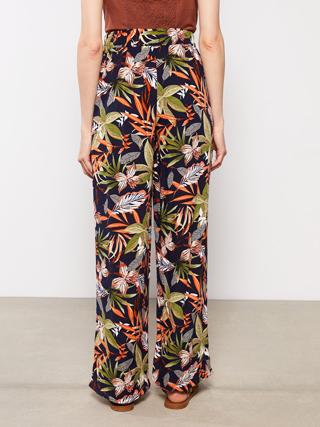 Pantalon en Viscose à Taille Élastiquée Confortable Imprimé pour Femmes-3