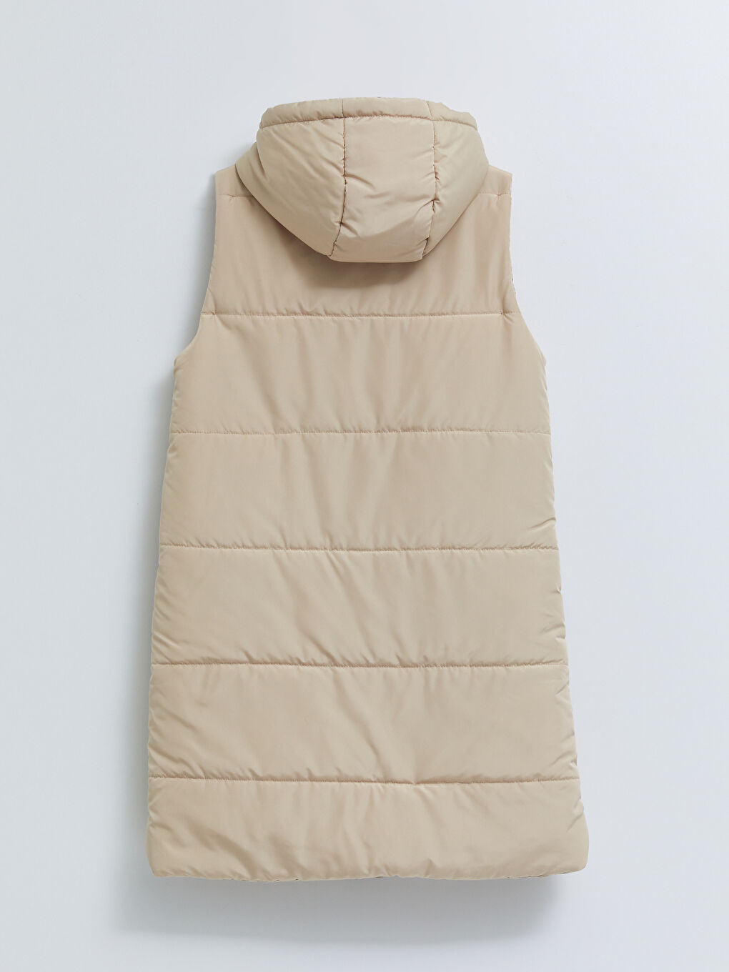 Bej Kapüşonlu Düz Cep Detaylı Kadın Şişme Yelek-6