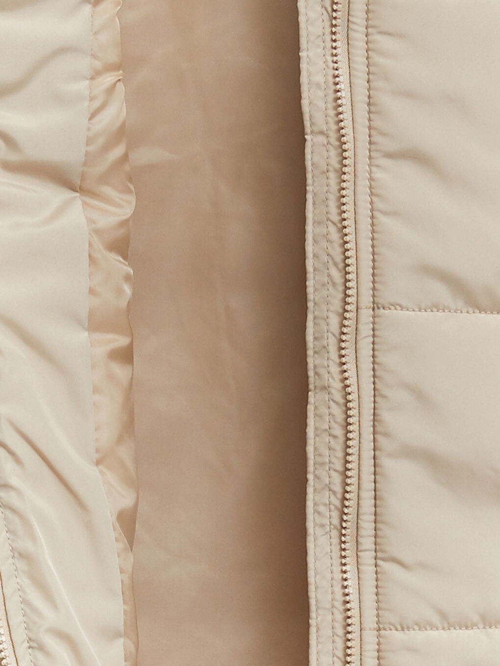 Bej Kapüşonlu Düz Cep Detaylı Kadın Şişme Yelek-8