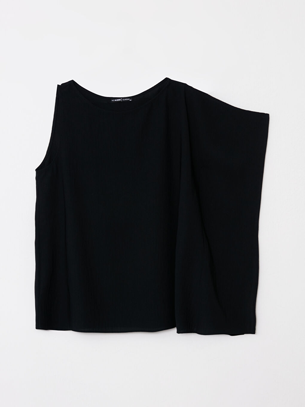 Siyah Büyük Beden Bisiklet Yaka Düz Poplin Kadın Bluz-5