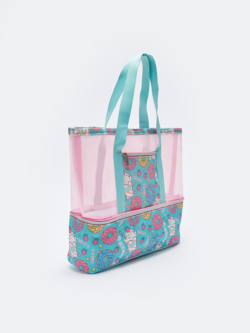 حقيبة يد بناتية بتفاصيل شبكية مزهرة-1