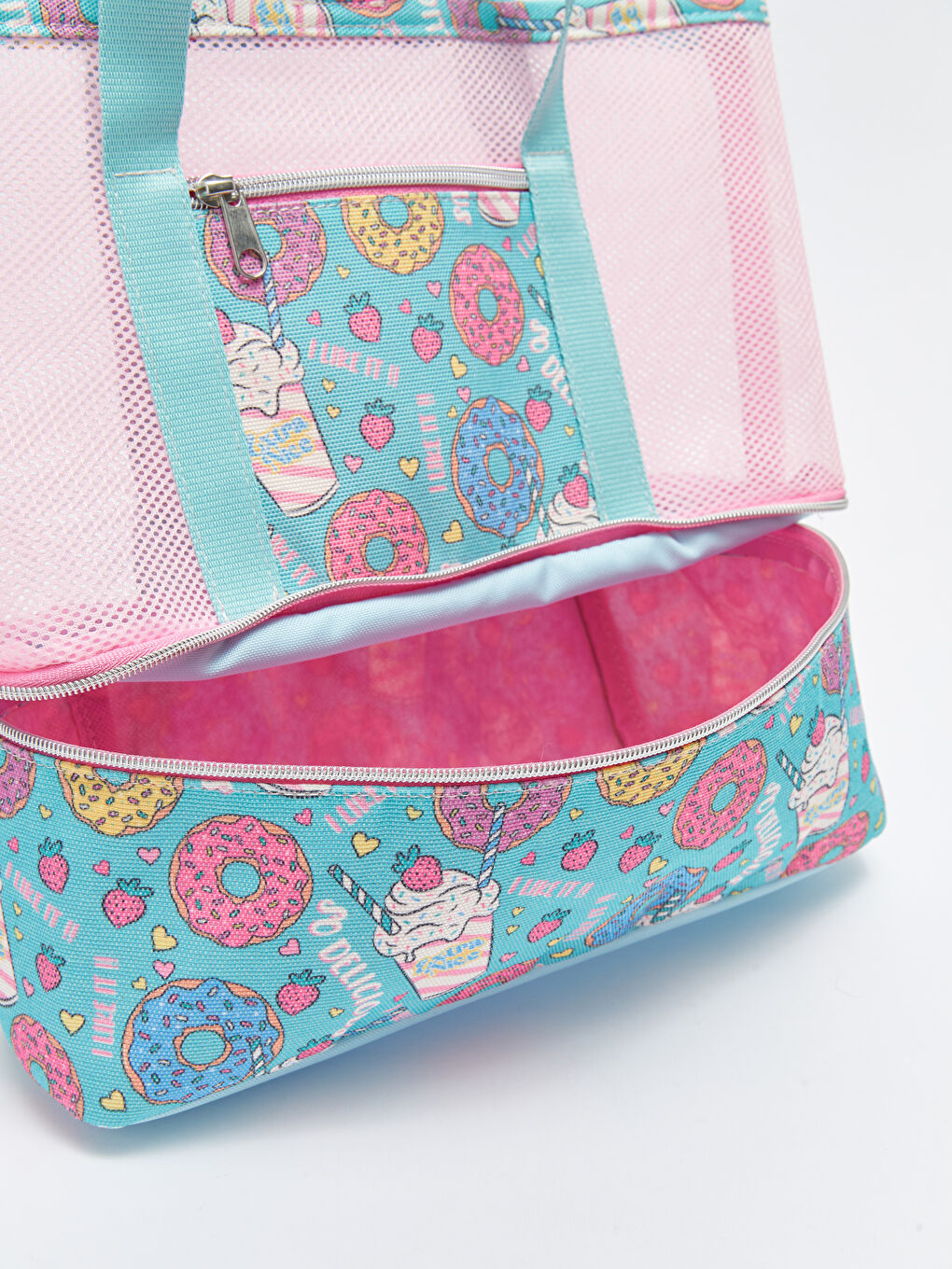 حقيبة يد بناتية بتفاصيل شبكية مزهرة-3