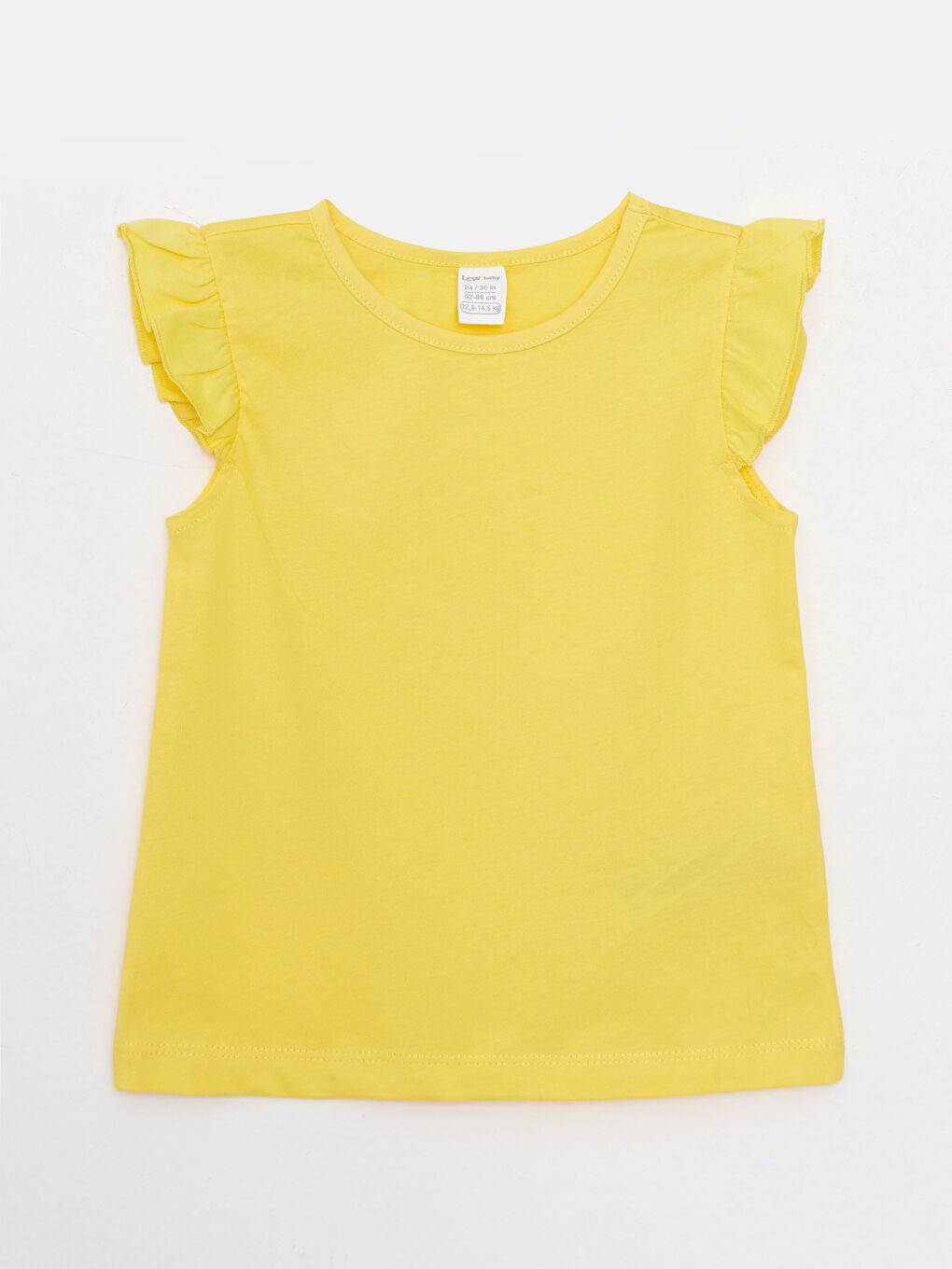 Sarı Bisiklet Yaka Basic Pamuklu Kız Bebek Tişört