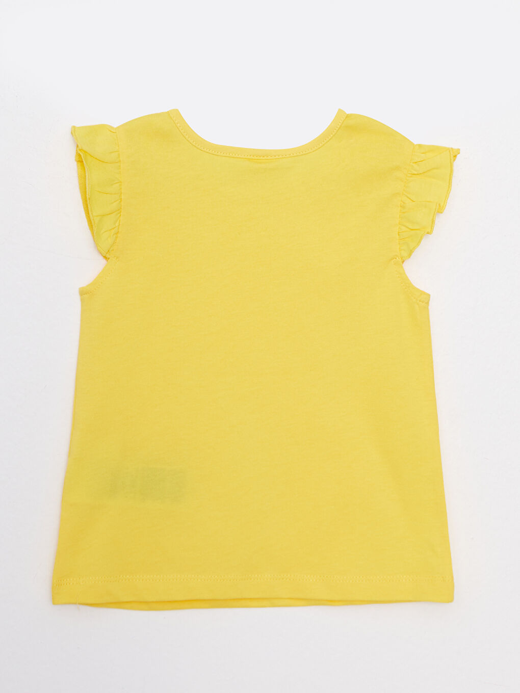 Sarı Bisiklet Yaka Basic Pamuklu Kız Bebek Tişört-1