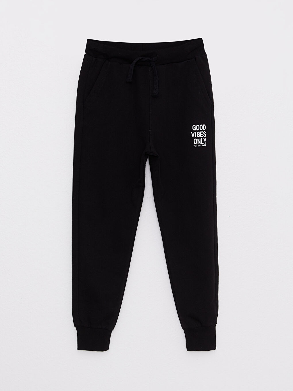 Siyah Geniş Beden Beli Lastikli Baskılı Erkek Çocuk Jogger Eşofman Altı-3