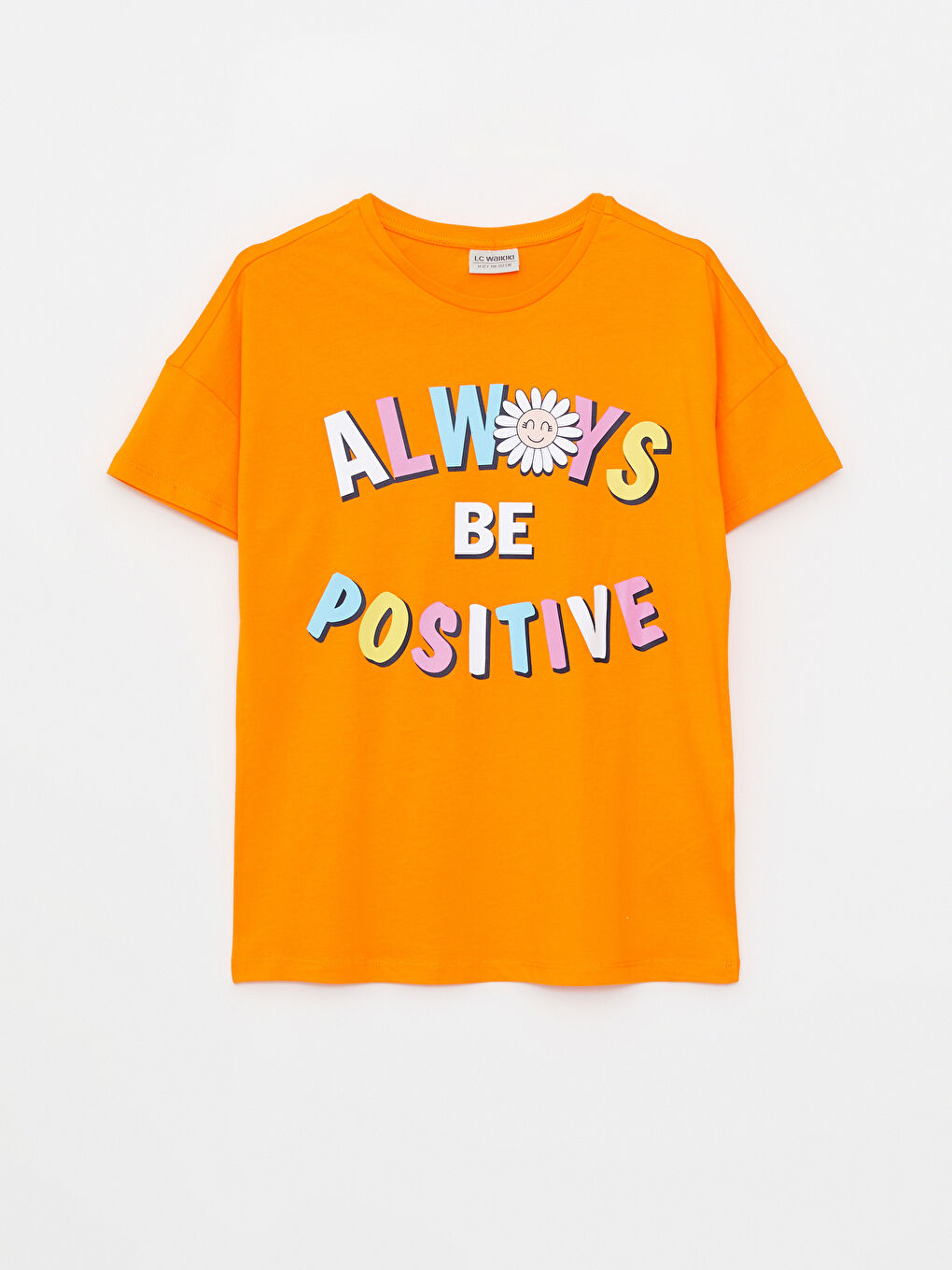 Turuncu Bisiklet Yaka Baskılı Kısa Kollu Kız Çocuk Tişört ve Şort-1