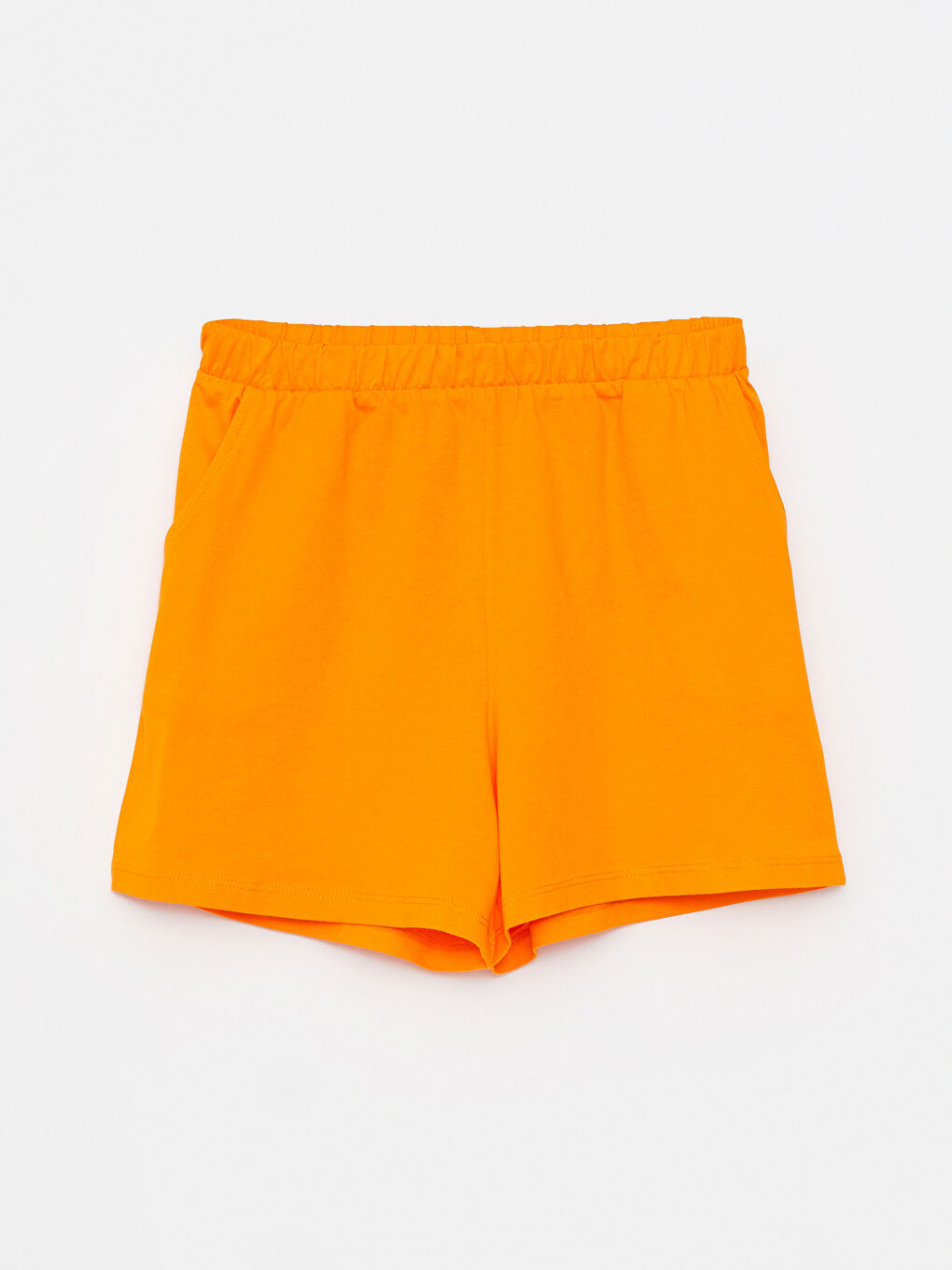 Turuncu Bisiklet Yaka Baskılı Kısa Kollu Kız Çocuk Tişört ve Şort-2