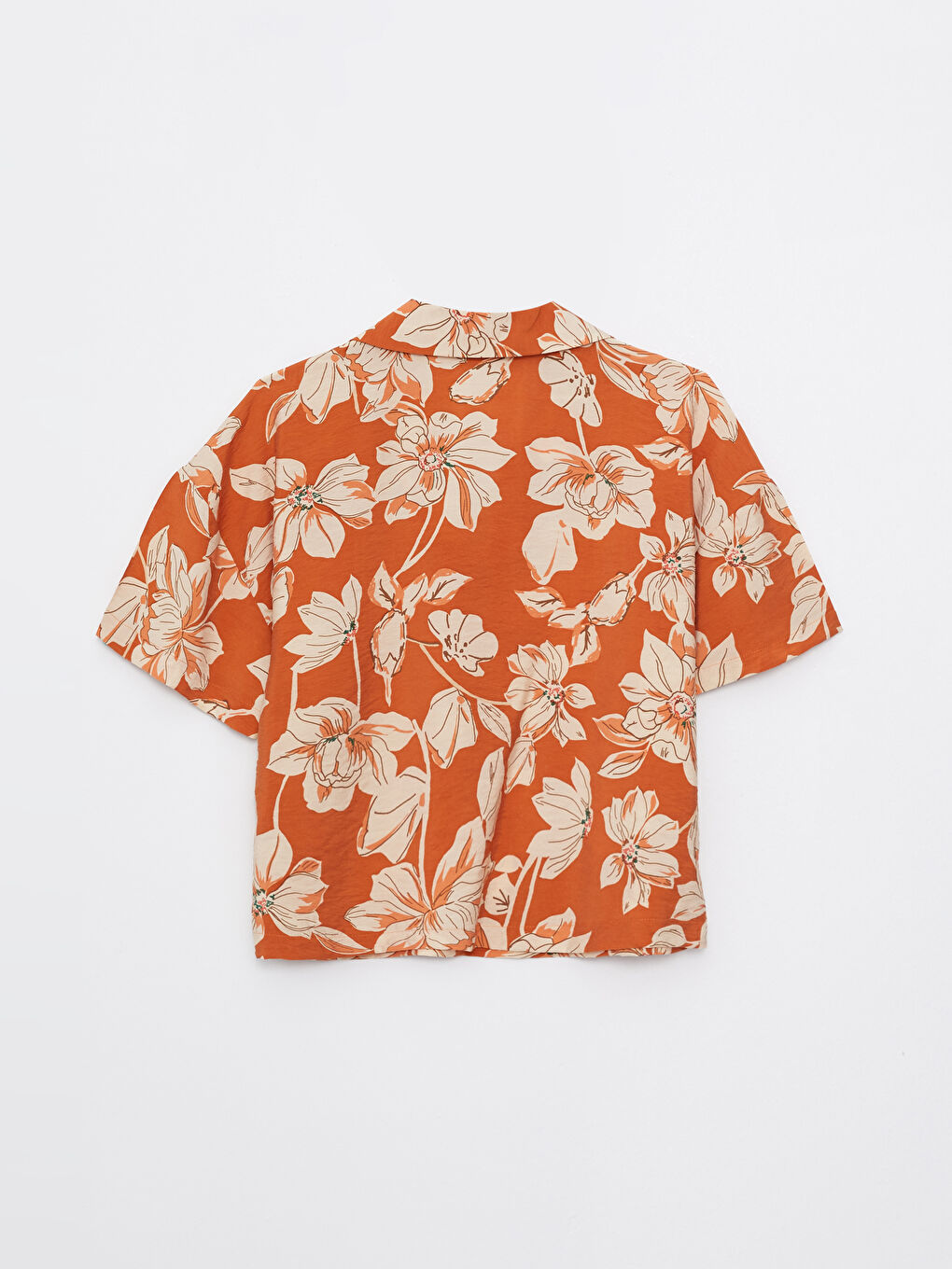 LCW Vision Bluse für Damen mit Kragen, Muster, kurzen Ärmeln und Crop-Schnitt -S2L784Z8-LSR