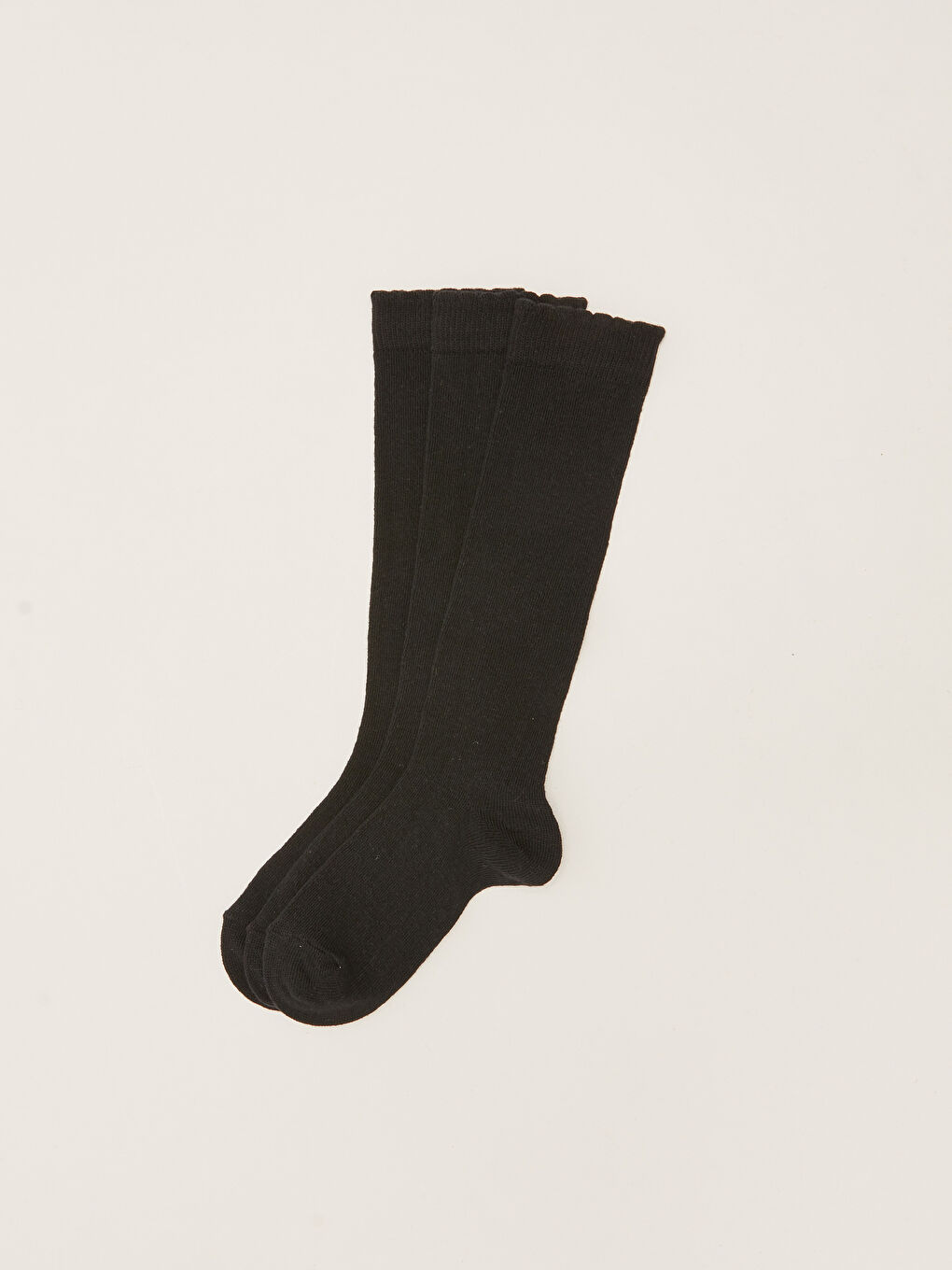 Siyah Basic Kız Çocuk Diz Altı Çorap 3'lü