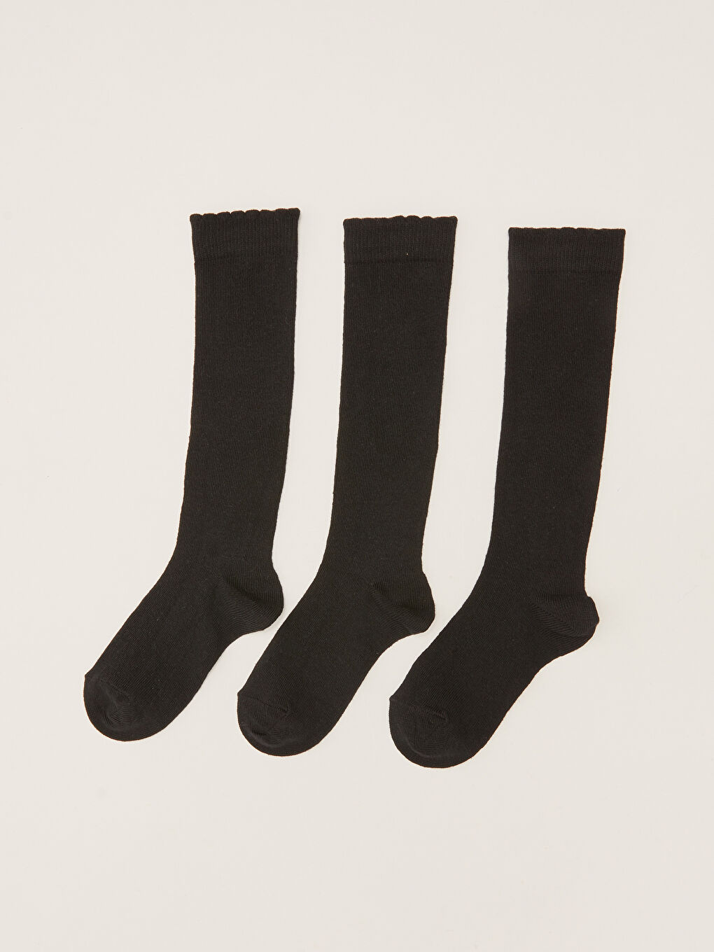 Siyah Basic Kız Çocuk Diz Altı Çorap 3'lü-1