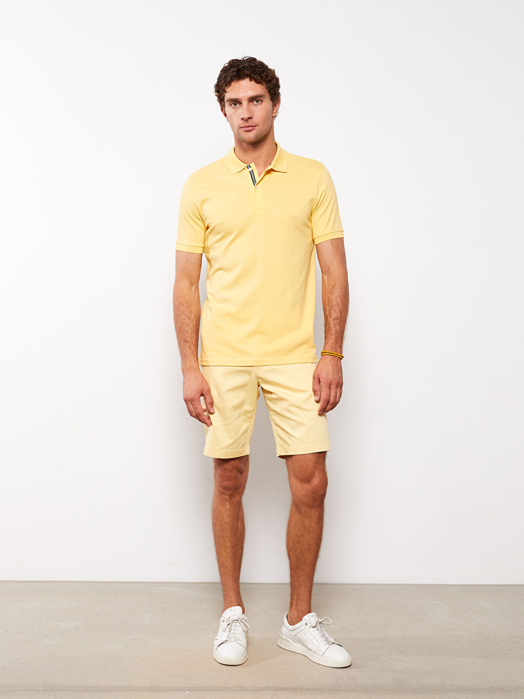 Sarı Polo Yaka Kısa Kollu Erkek Tişört-2