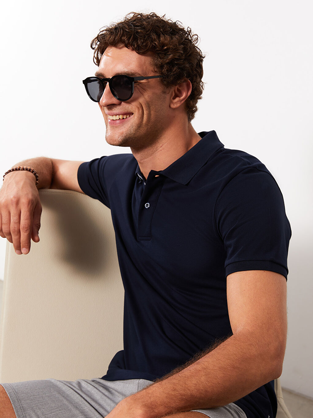 Lacivert Polo Yaka Kısa Kollu Erkek Tişört