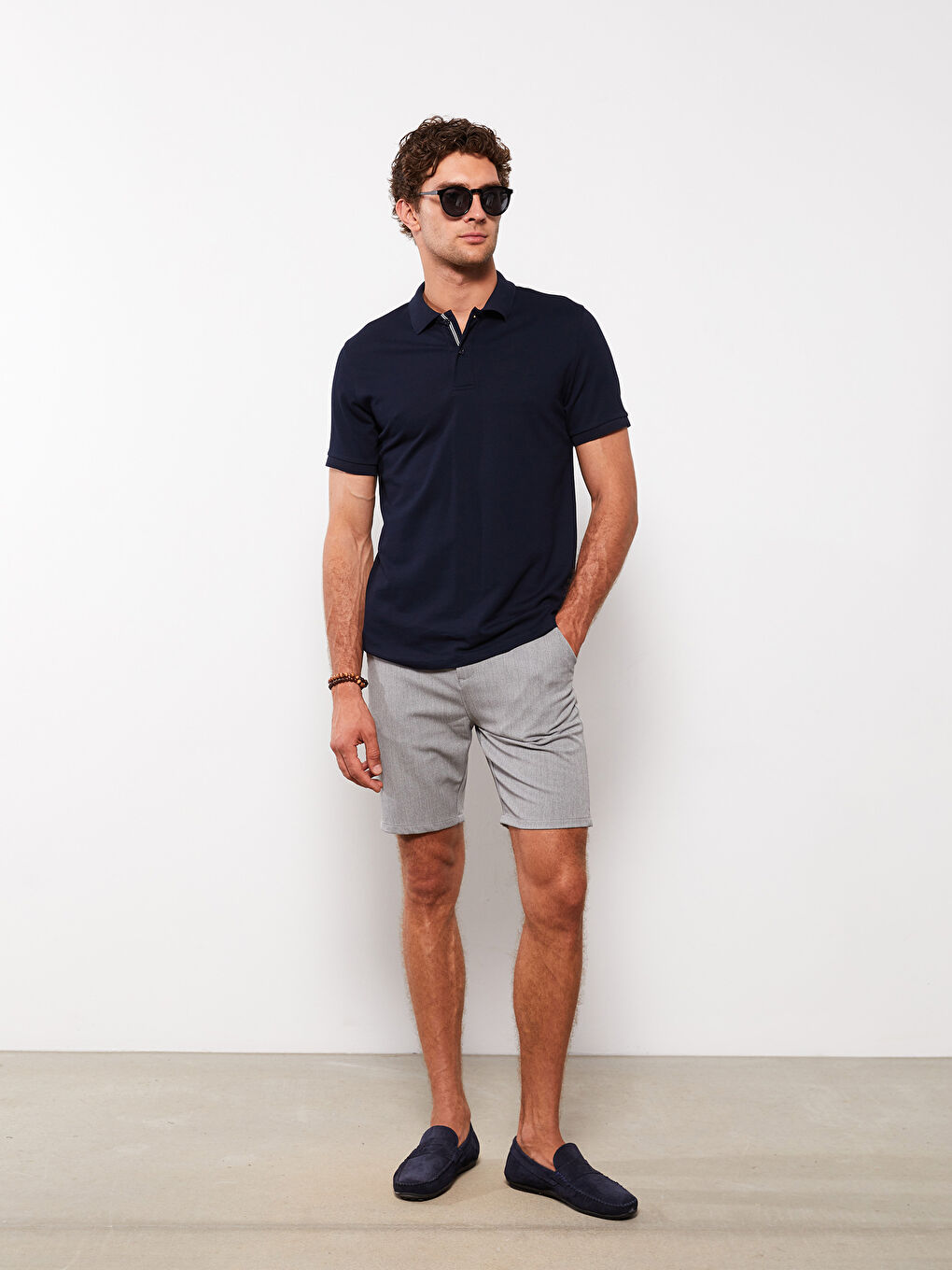 Lacivert Polo Yaka Kısa Kollu Erkek Tişört-2