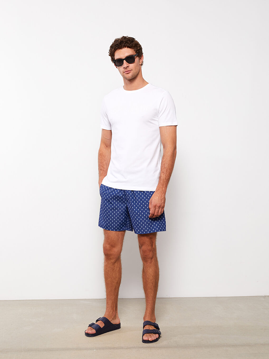 Тениска с кръгло деколте, къс ръкав, отпечатана, от пениран памук за мъже-3