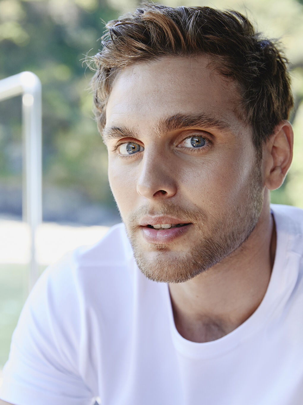 Тениска с кръгло деколте, къс ръкав, отпечатана, от пениран памук за мъже-1