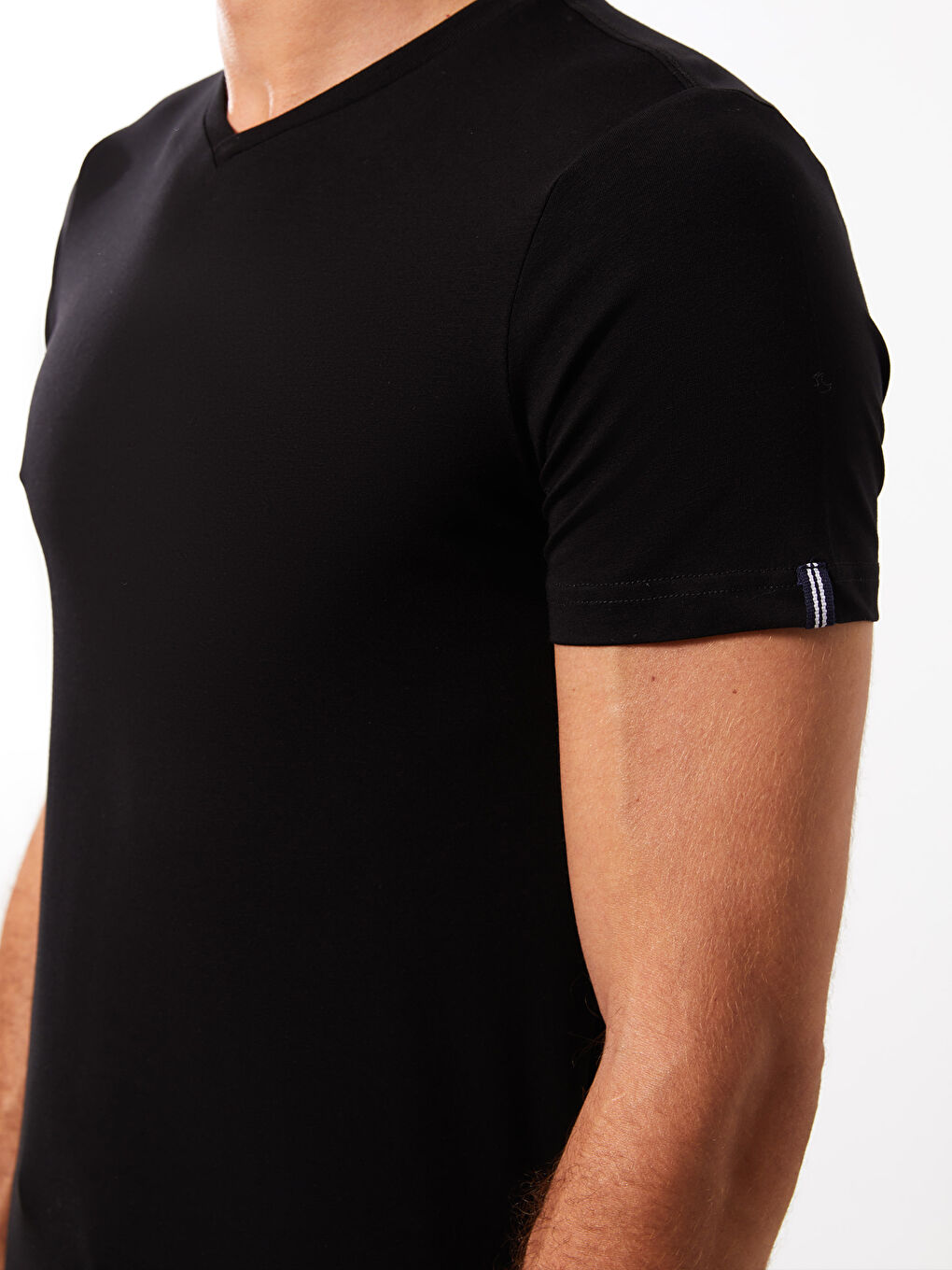 V Neck Short Sleeved Basic Combed Cotton Men's T-Shirt-3