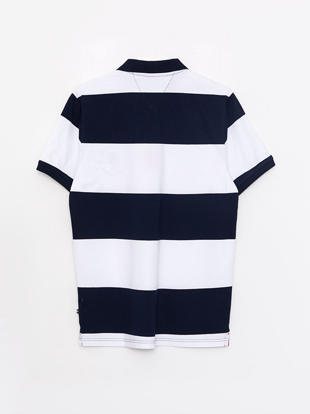 Lacivert Polo Yaka Kısa Kollu Çizgili Erkek Tişört-6