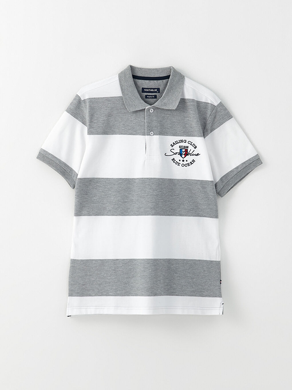 Polo Neck Short Sleeve Striped Men's T-Shirt-5