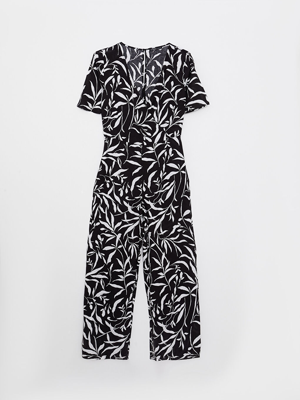 V-Neck Patterned Short Sleeve Viscose Women's Overalls -S2L824Z8-LQJ