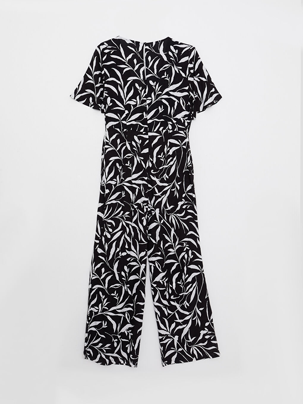 V-Neck Patterned Short Sleeve Viscose Women's Overalls -S2L824Z8-LQJ
