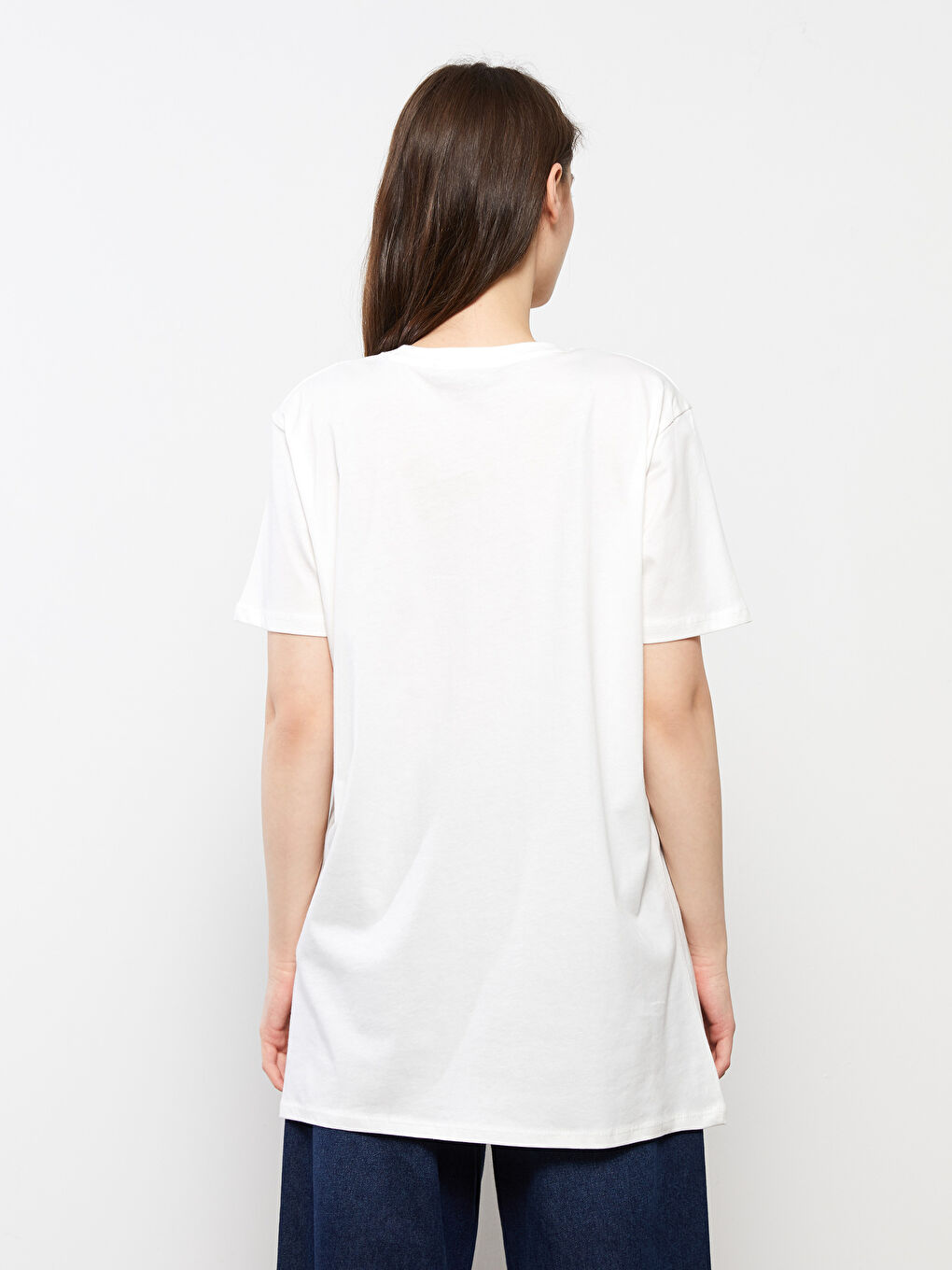 تونيك قطن ياقة دائرية كم قصير مطرز للسيدات-4