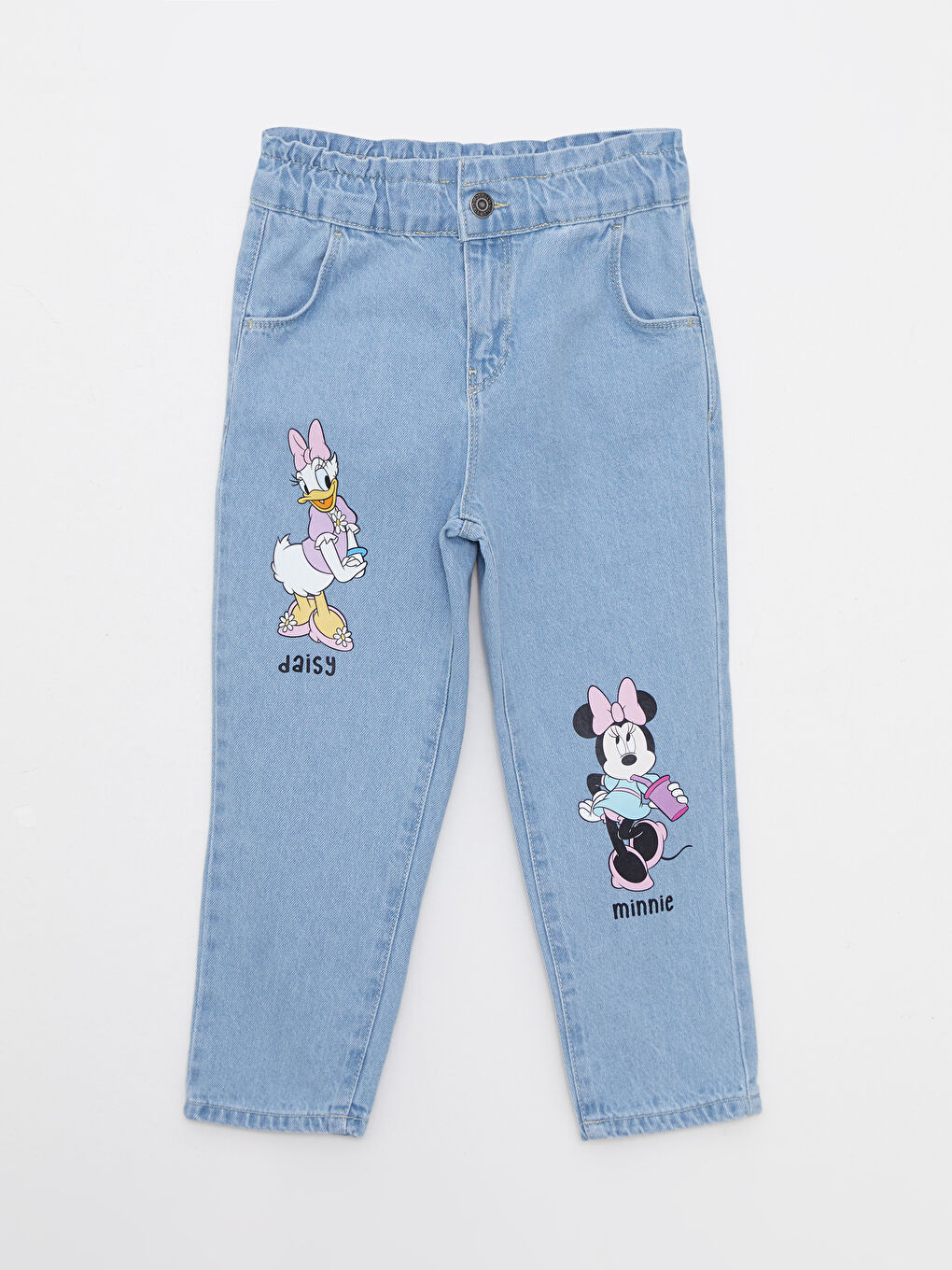 Pantaloni Capri din Denim cu Minnie Mouse și Daisy Duck, cu Talie Elastică, pentru Fete