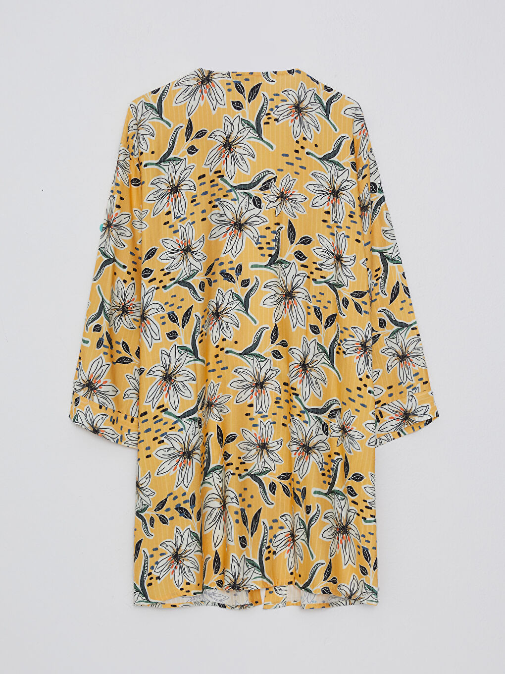 Kimono à Col Châle Floral à Manches Longues pour Femmes-6