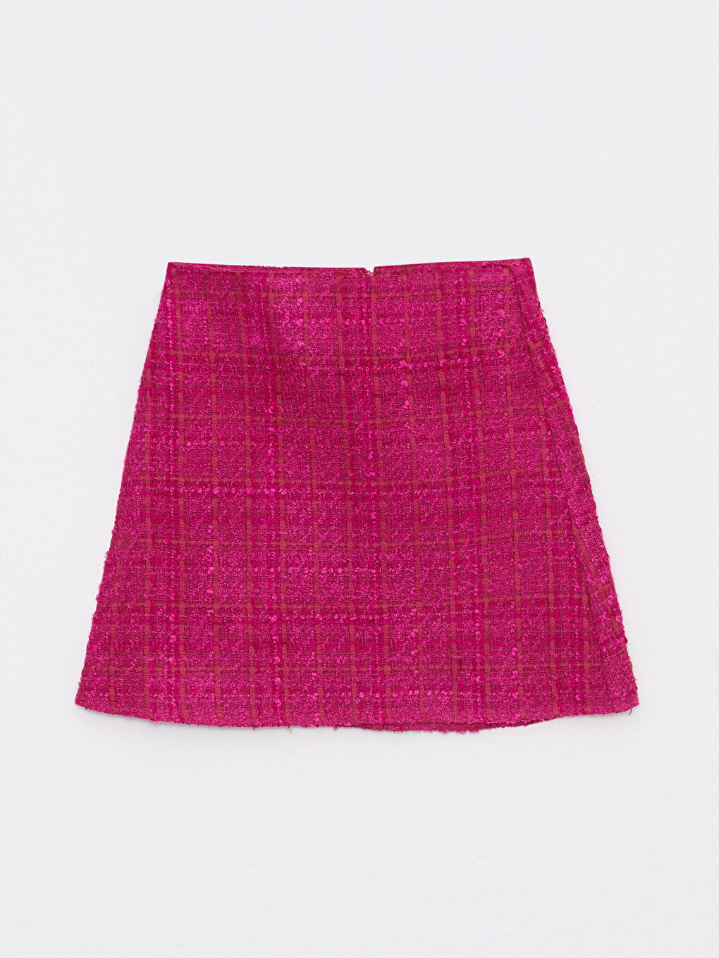 Pembe Standart Fit Kendinden Desenli Kadın Etek-5