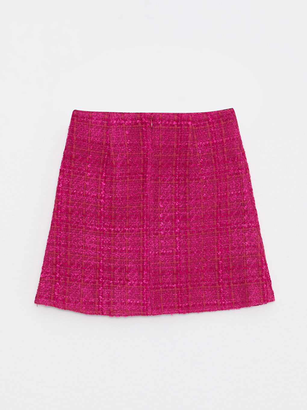 Pembe Standart Fit Kendinden Desenli Kadın Etek-6