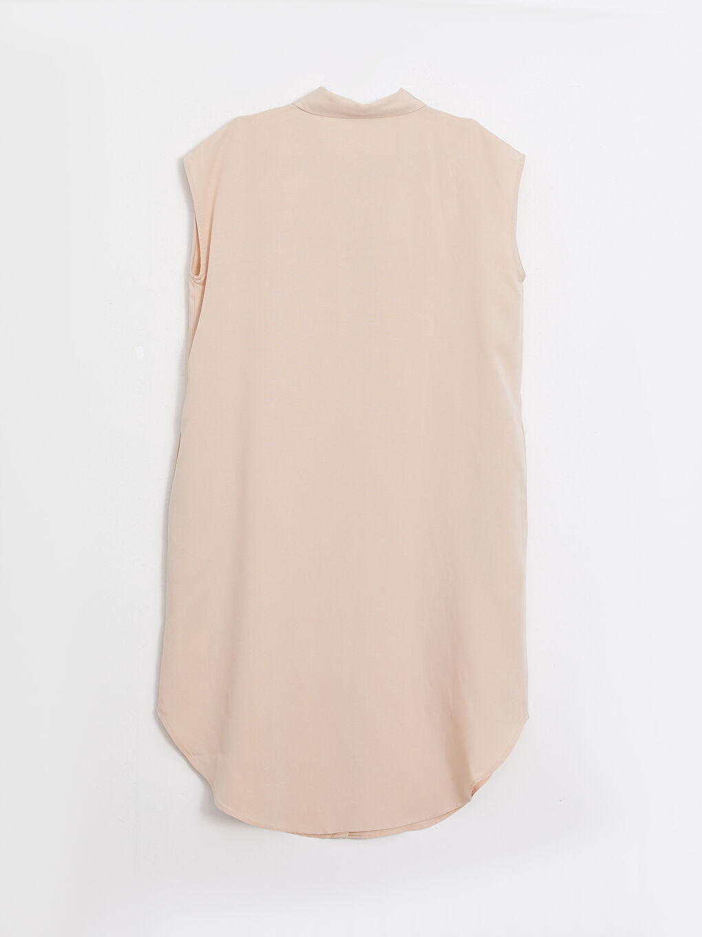 Pembe Kadın Düz Kolsuz Gömlek Elbise-6