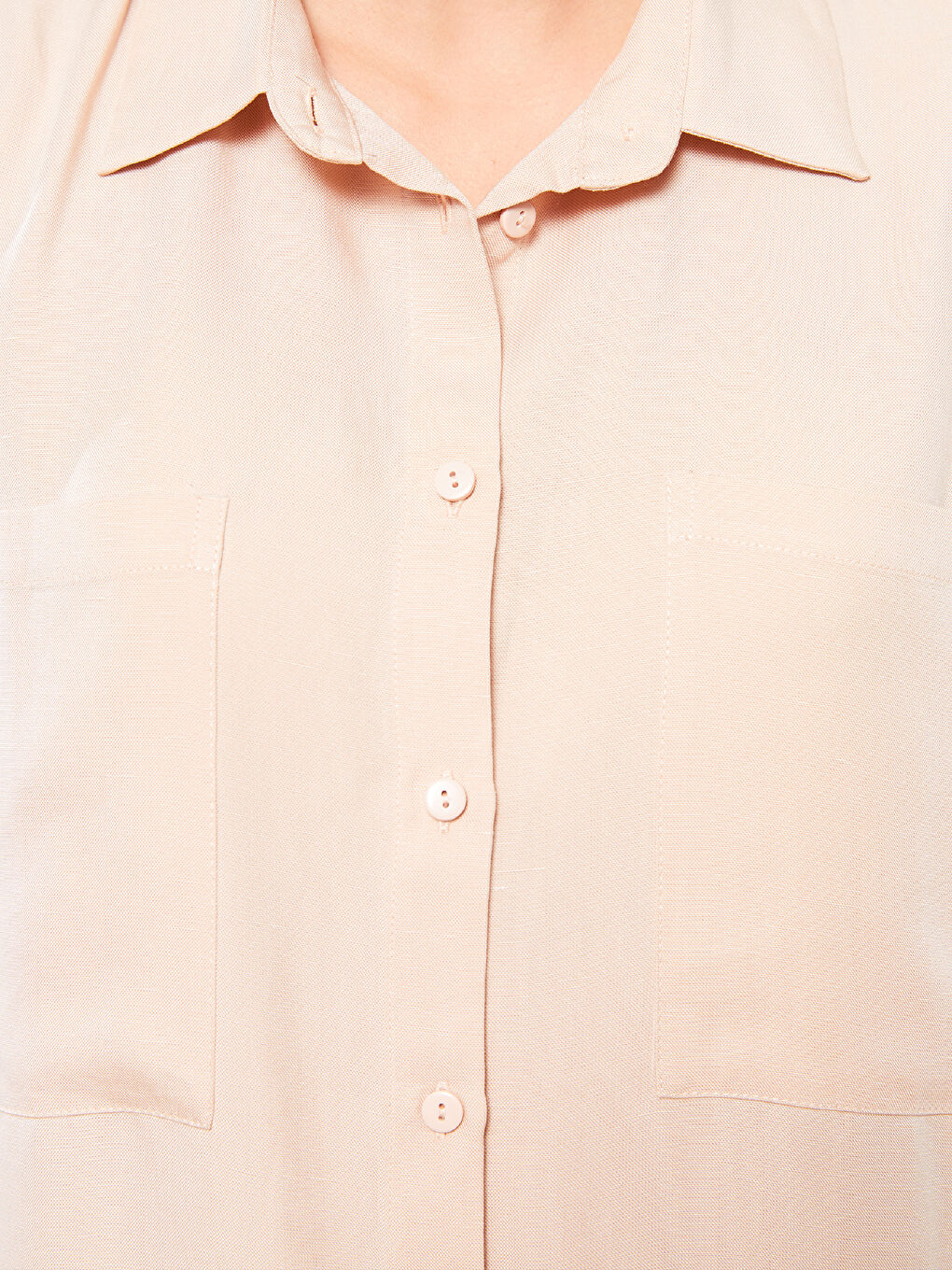 Pembe Kadın Düz Kolsuz Gömlek Elbise-3