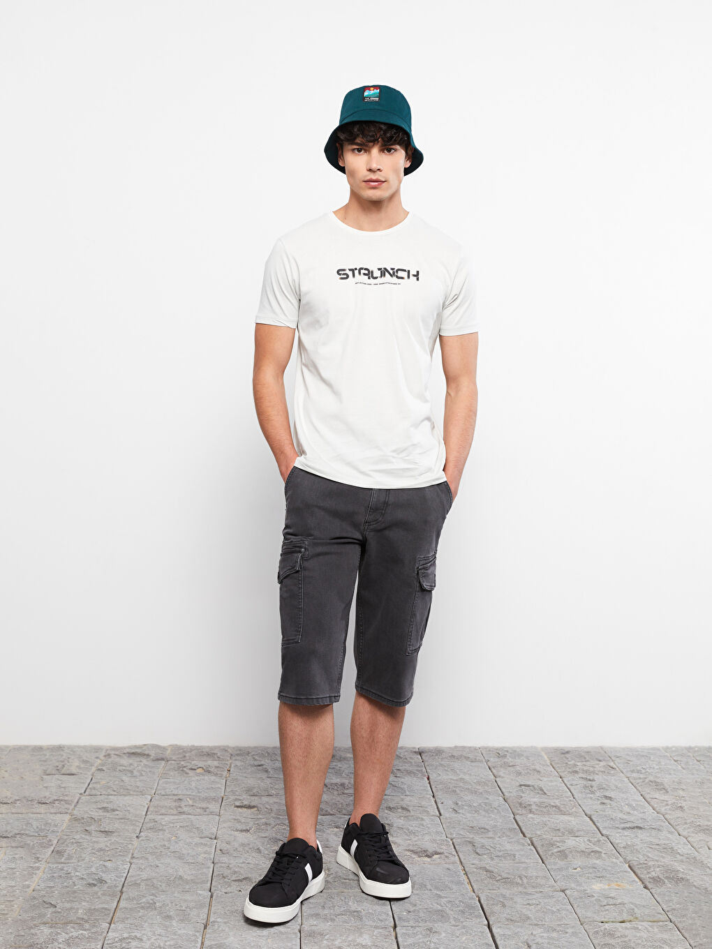 Yeşil Etiket Detaylı Gabardin Bucket Erkek Şapka-2