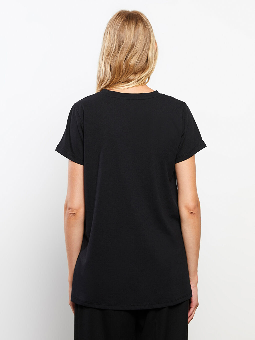 V-Neck Printed Short Sleeve Women's T-Shirt-3