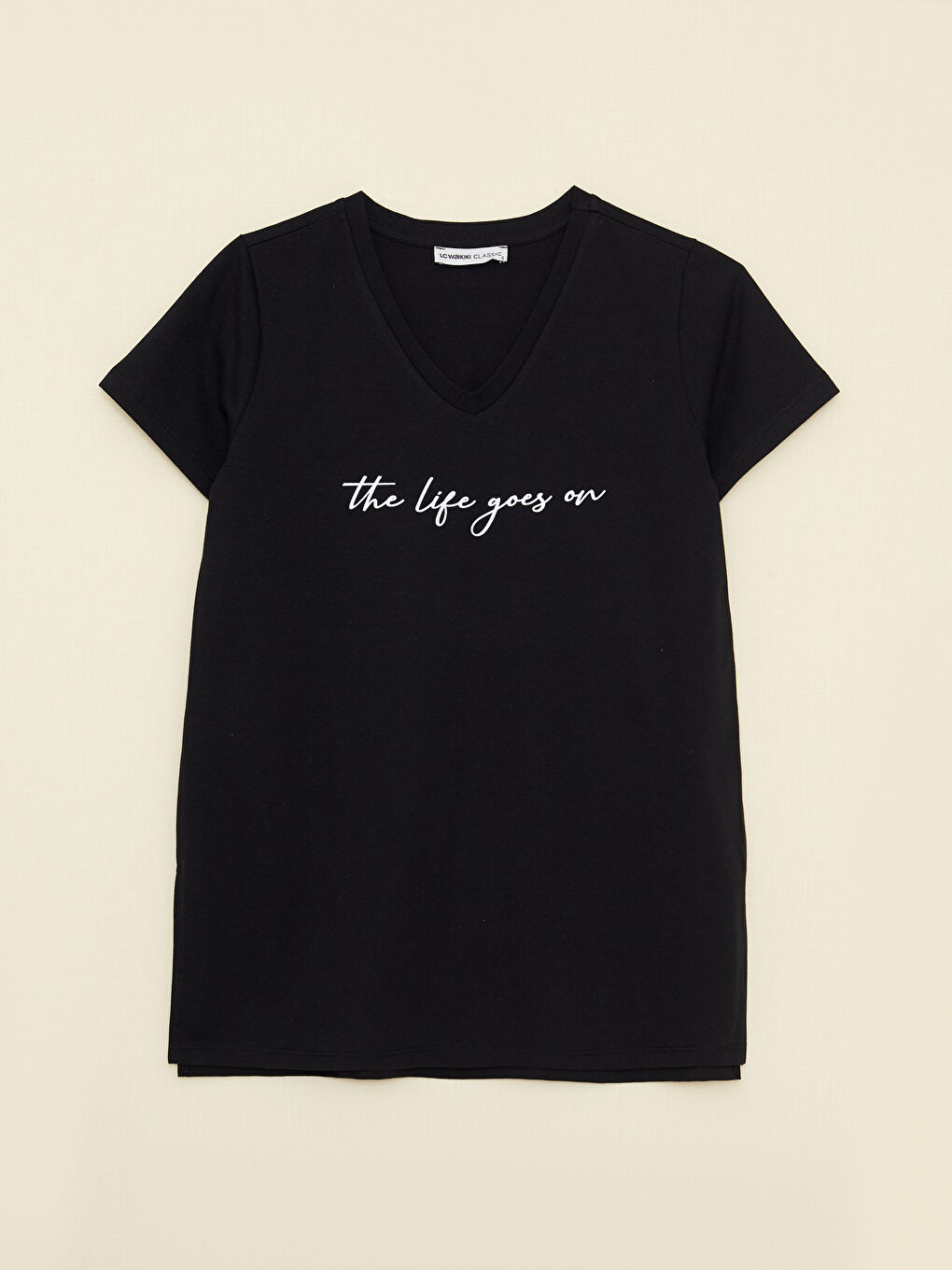 V-Neck Printed Short Sleeve Women's T-Shirt-4