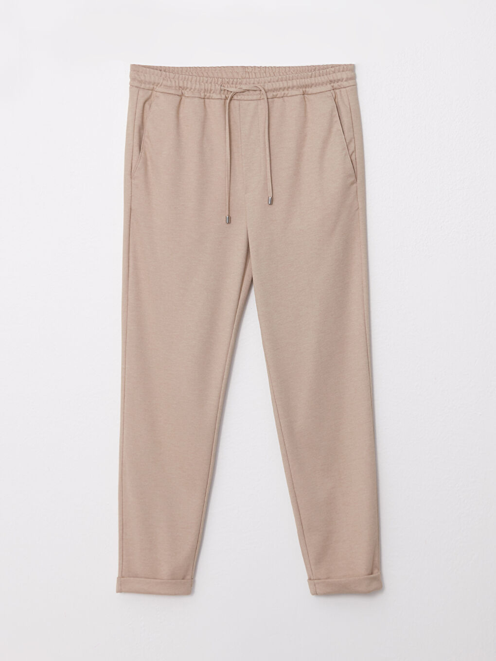 Slim Fit Men's Trousers with Tie Waist Detail-5