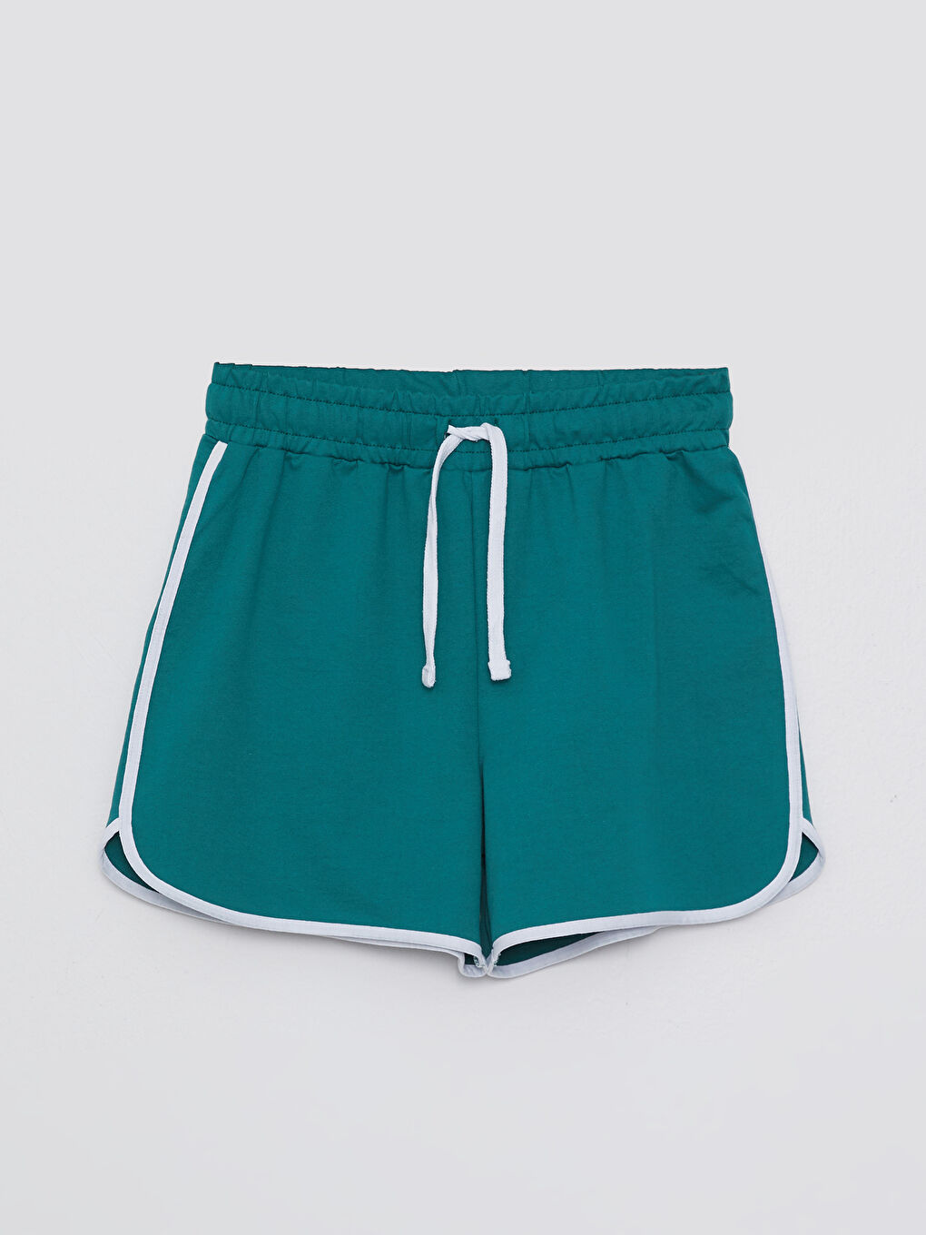 Yeşil Kadın Beli Lastikli Düz Şort-4