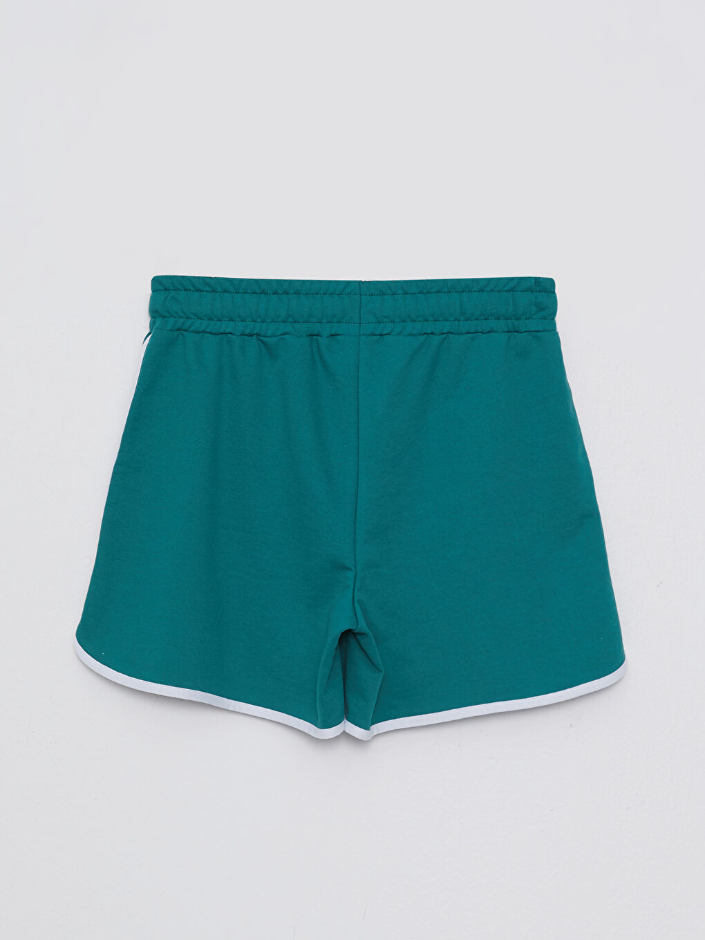 Yeşil Kadın Beli Lastikli Düz Şort-5