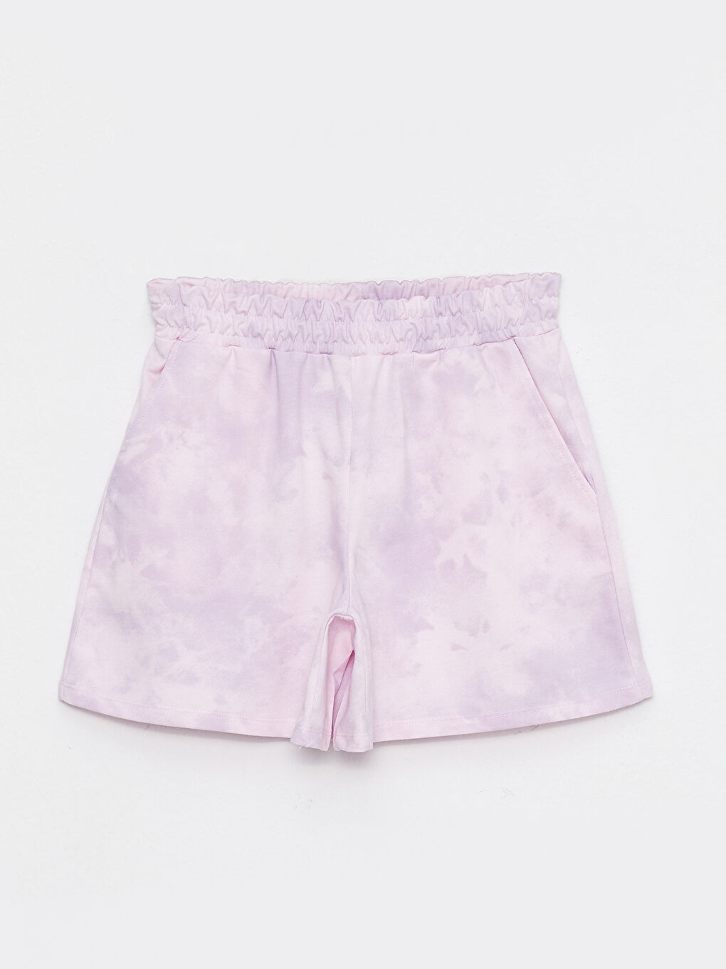 Pembe Beli Lastikli Rahat Kalıp Batik Kadın Şort-4