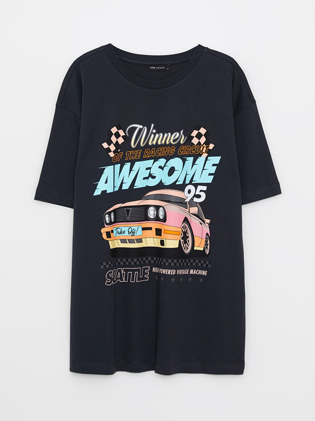 Футболка с круглым вырезом, с принтом, с коротким рукавом, из хлопка, для женщин-5