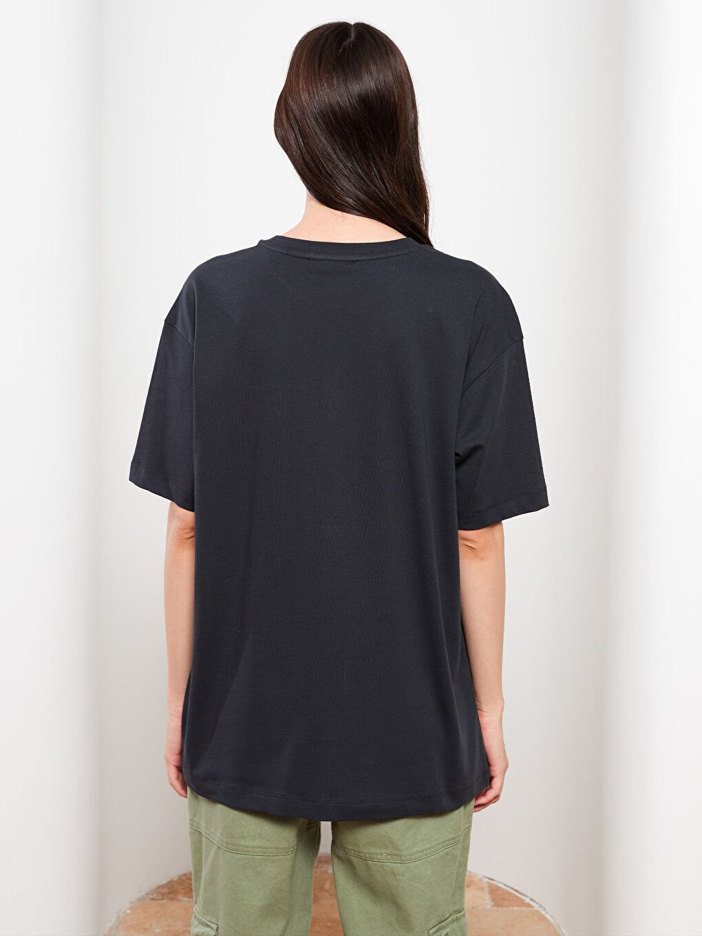 Футболка с круглым вырезом, с принтом, с коротким рукавом, из хлопка, для женщин-4