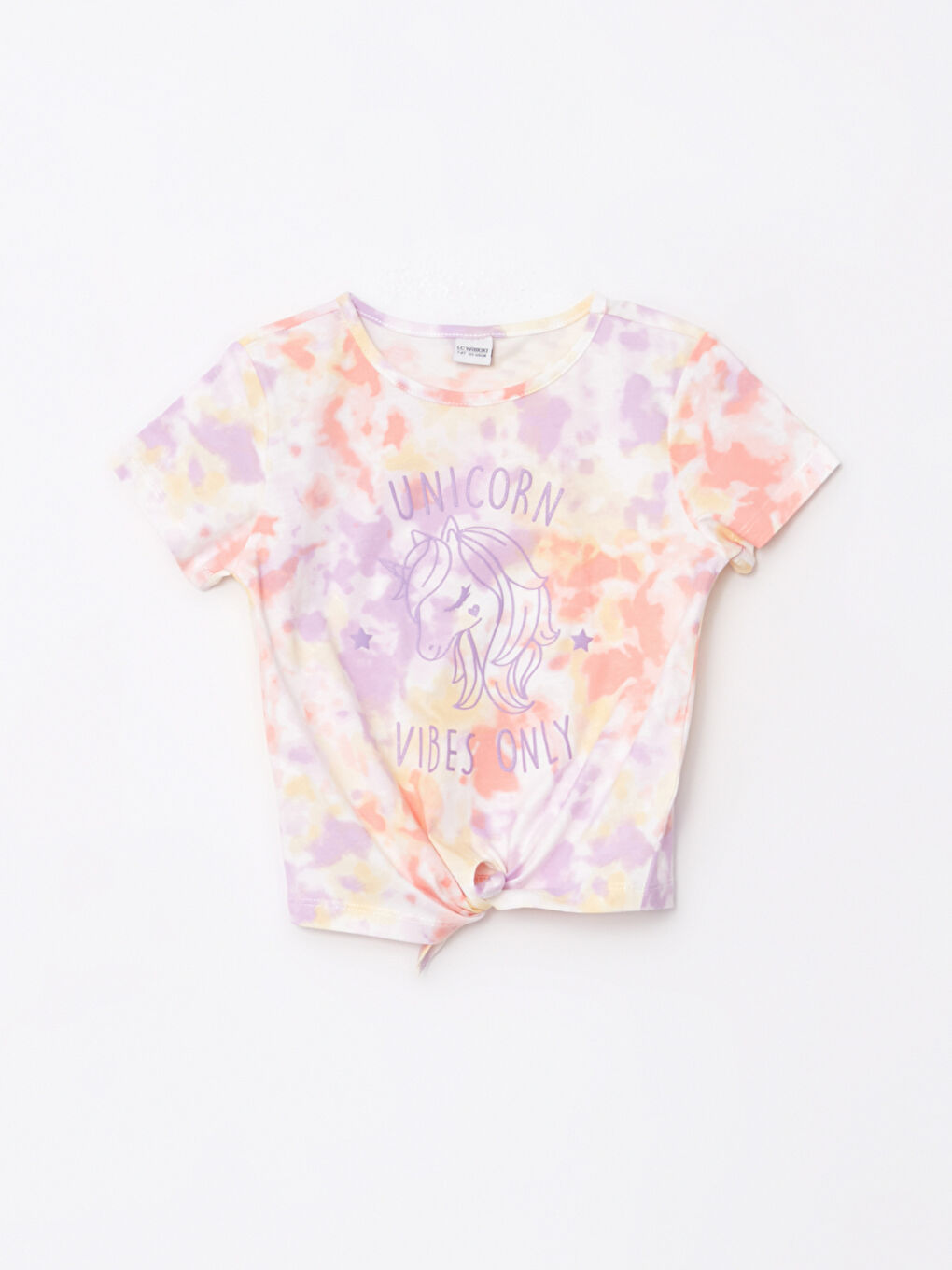 Karışık Bisiklet Yaka Baskılı Kısa Kollu Kız Çocuk Tişört ve Şort-1