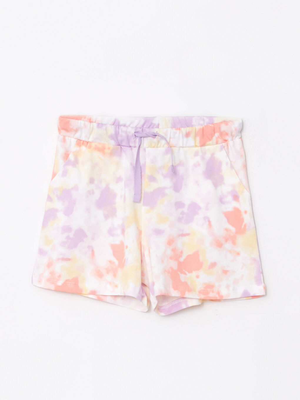 Karışık Bisiklet Yaka Baskılı Kısa Kollu Kız Çocuk Tişört ve Şort-2